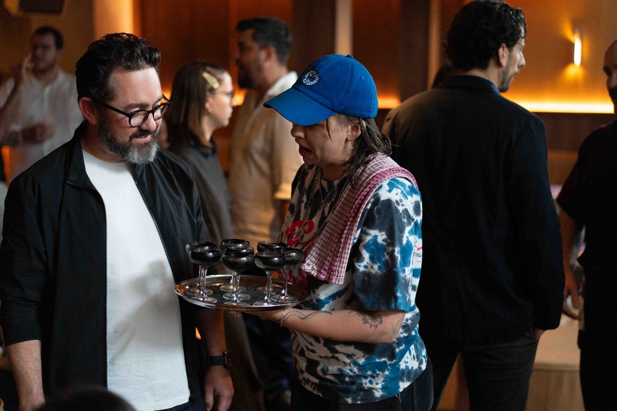 Sean Baxter (left) with Bear Murphy from Bar Planet at Honeydripper. Photo: Fred Siggins