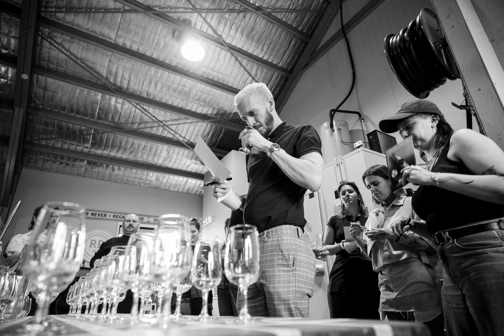 Jamie Verone from High Spirits in Adelaide takes on the botanical identification challenge. Photo: Fred Siggins