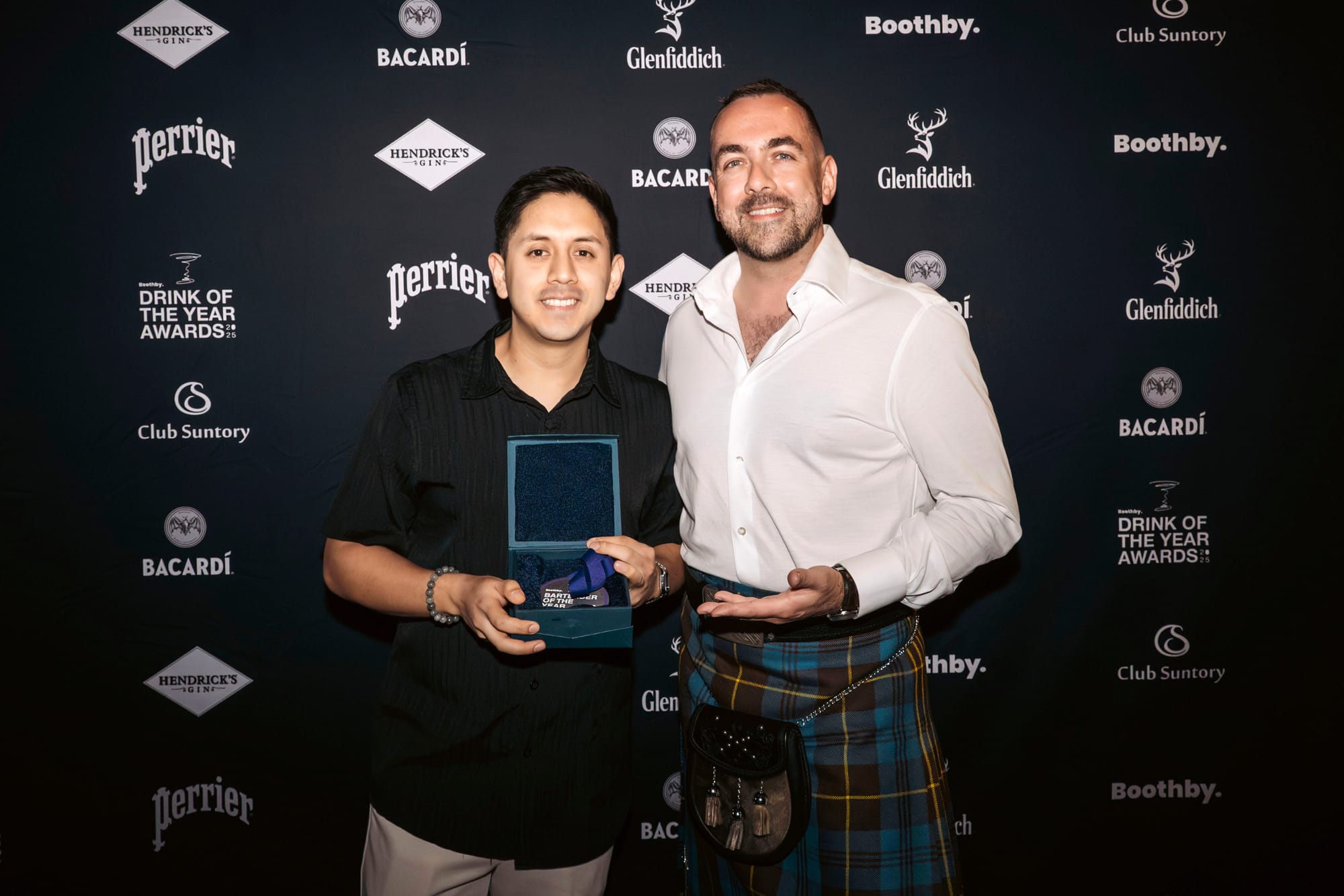Eduardo Conde's El Primo Sanchez colleague picked up the Bartender of the Year presented by Glenfiddich award on his behalf. Photo: Christopher Pearce