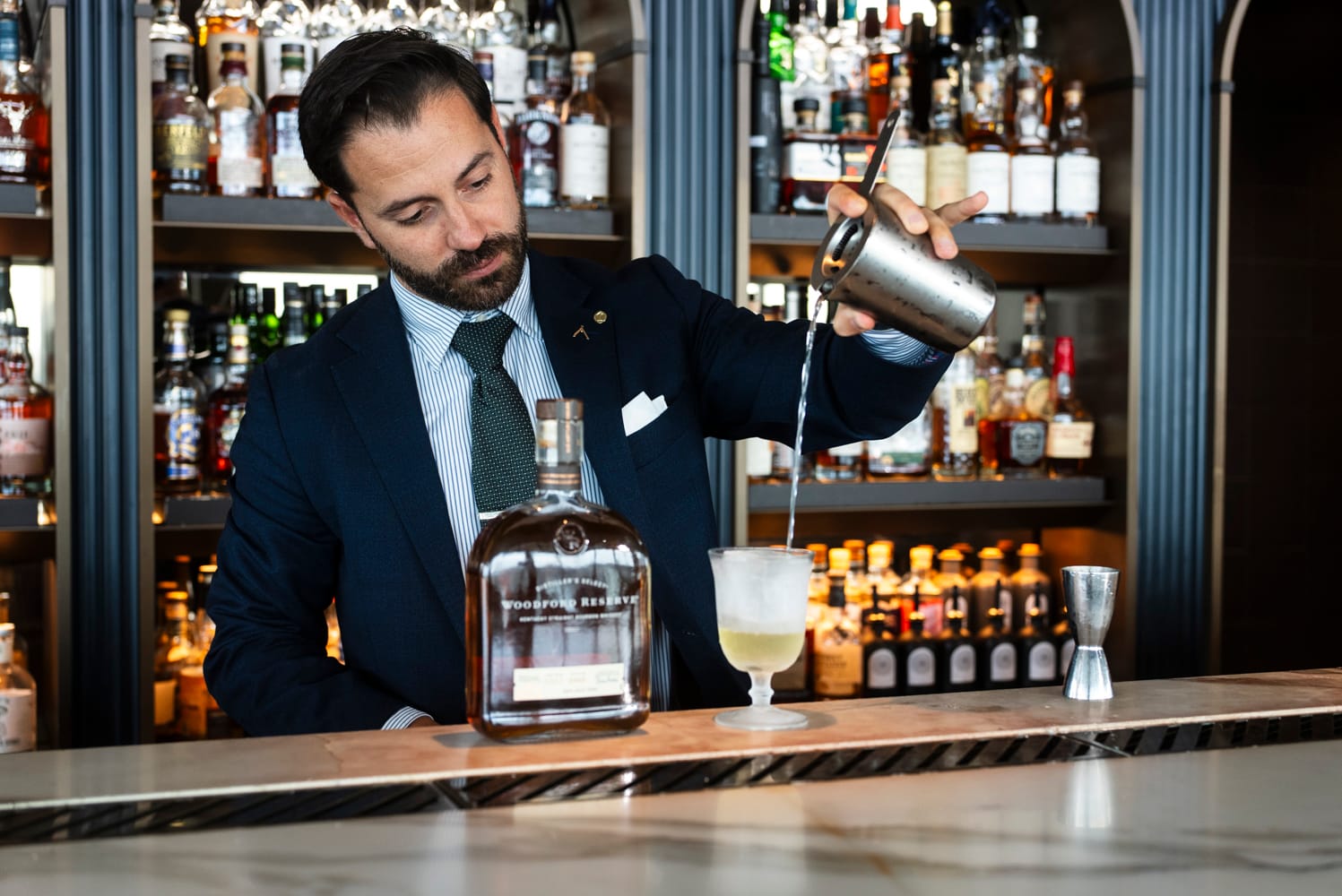 Pouring the Baguette & Barrel over ice. Photo: Boothby