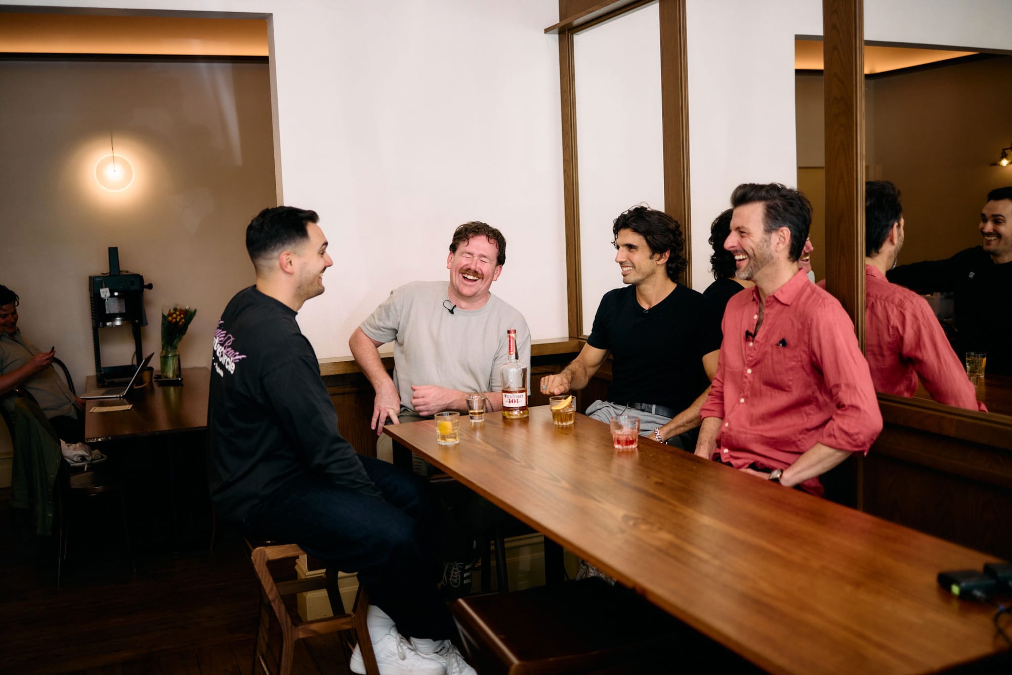 Zach chats with fellow Campari Academy ambassadors Henry Hammersla, Alex Zanarini, and Jay Lambert. Photo: Supplied