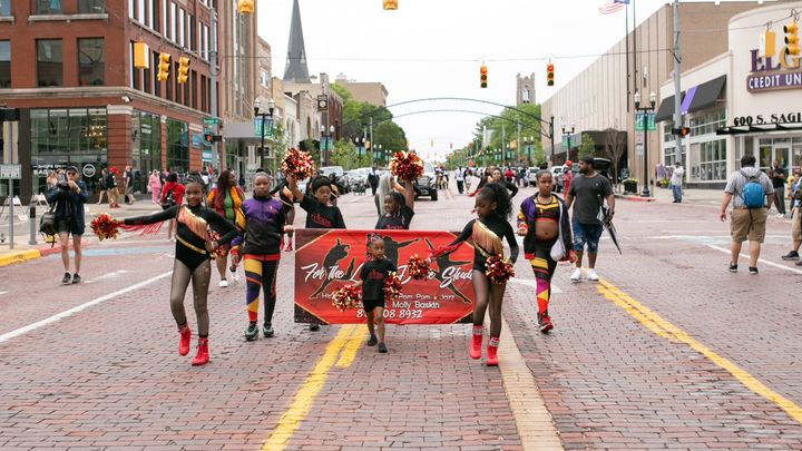 Young children march in the Juneteenth parade Flint, Michigan