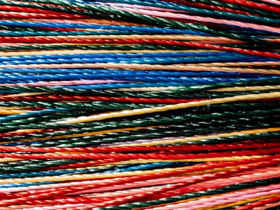Multi-colored threads together