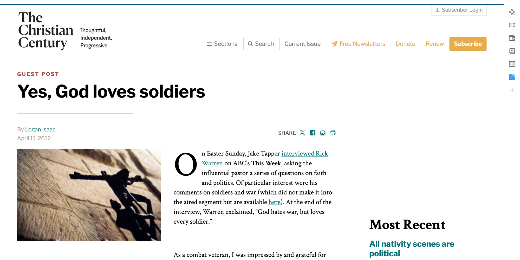 "Yes, God loves soldiers"