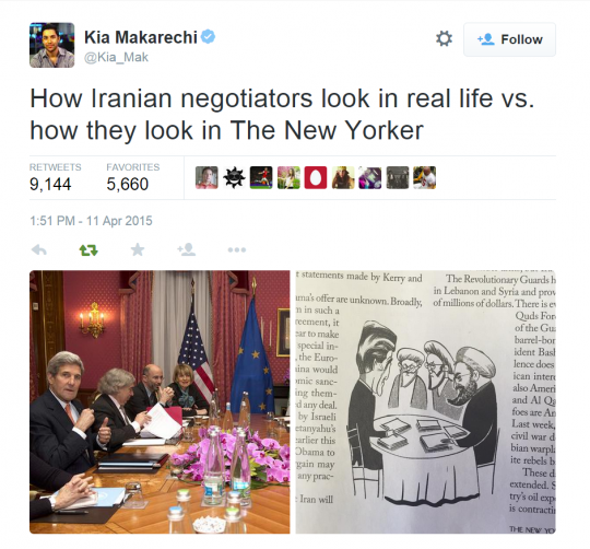 New Yorker depiction of negotiations with Iran