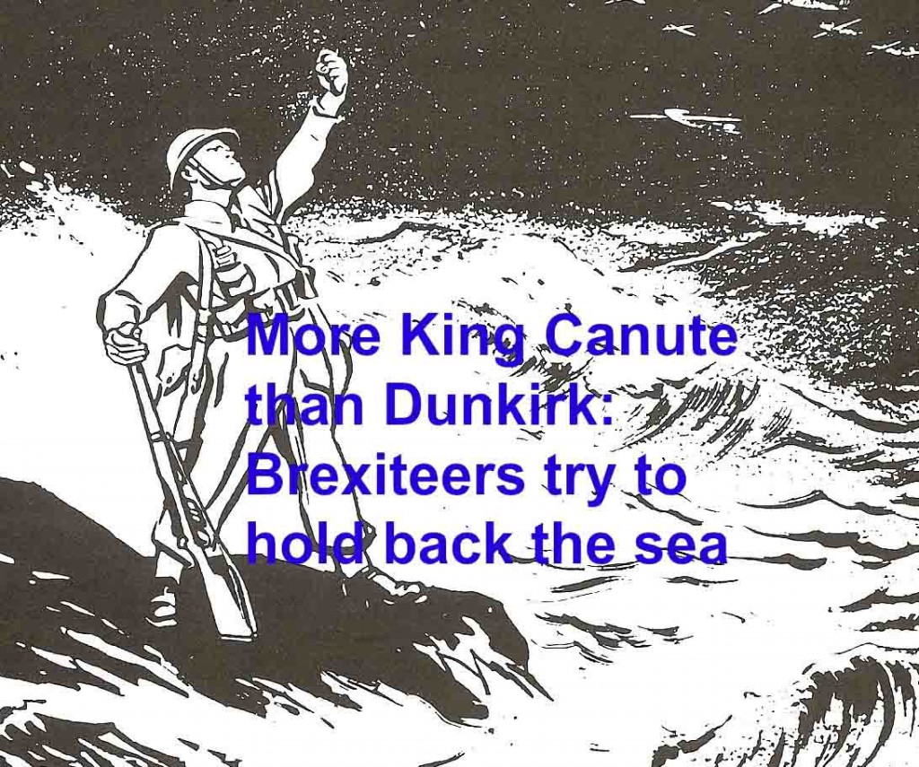 Original cartoon appeared in the Evening Standard June 1940 after Dunkirk evacuation & surrender of France, by David Low with caption “very well, alone then”.