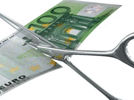euro note cut by scissors