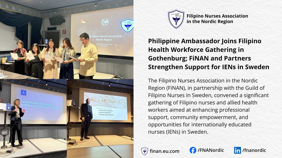 Philippine Ambassador Joins Filipino Health Workforce Gathering in Gothenburg; FiNAN and Partners Strengthen Support for IENs in Sweden