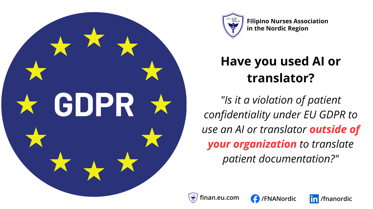 Does using an AI or translator outside of your organization for patient documentation violate GDPR?