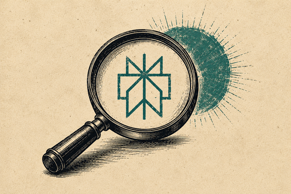 Wood cut image of a magnifying glass with Perplexity logo inside of it.