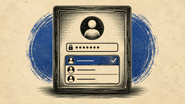 Wood cut image of a mobile tablet showing a list of people with a checkmark next to one of them.