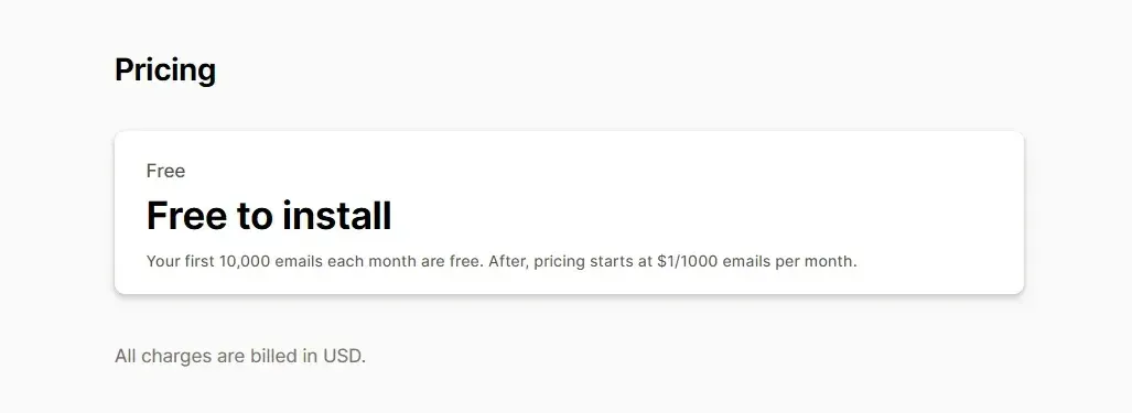 Shopify Email pricing