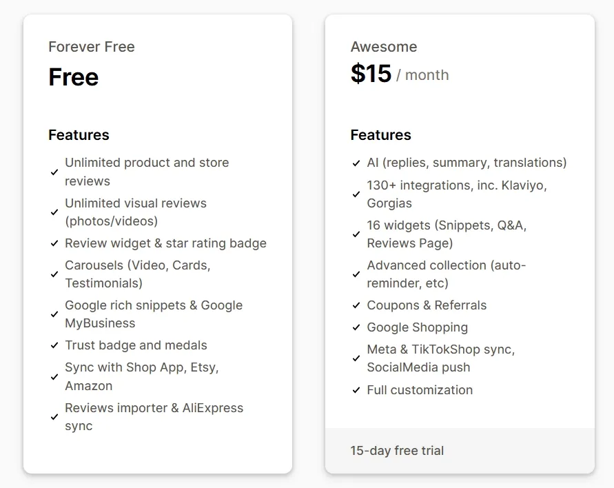 Judge.me pricing