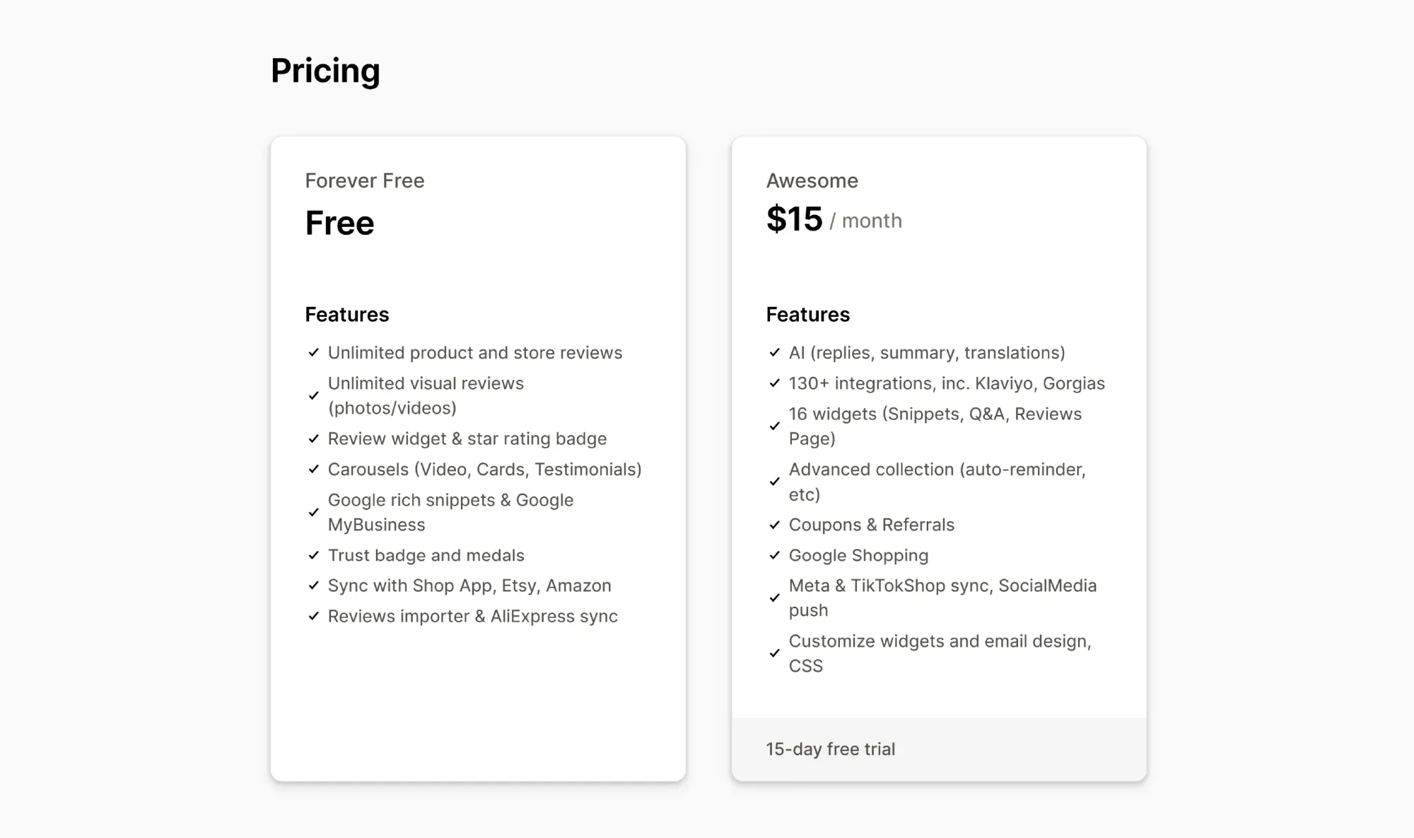 Judge.me pricing