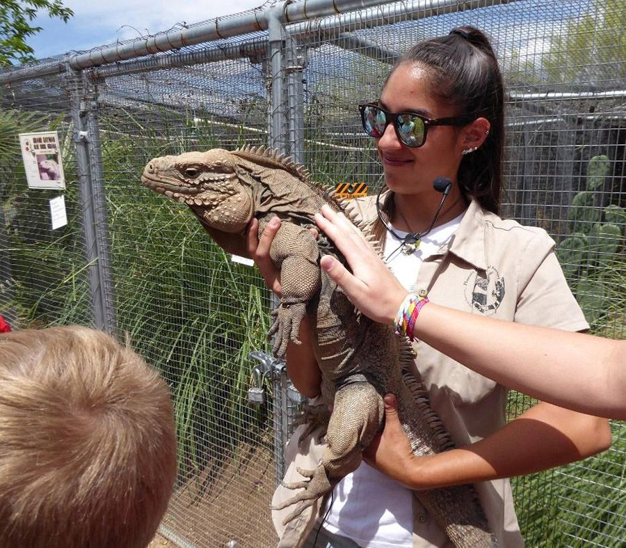 Woman holding Iguana 