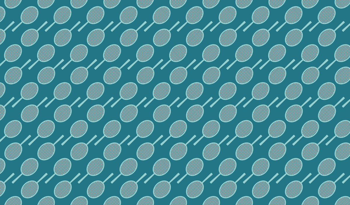 A repeating pattern of vintage-looking tennis rackets. 