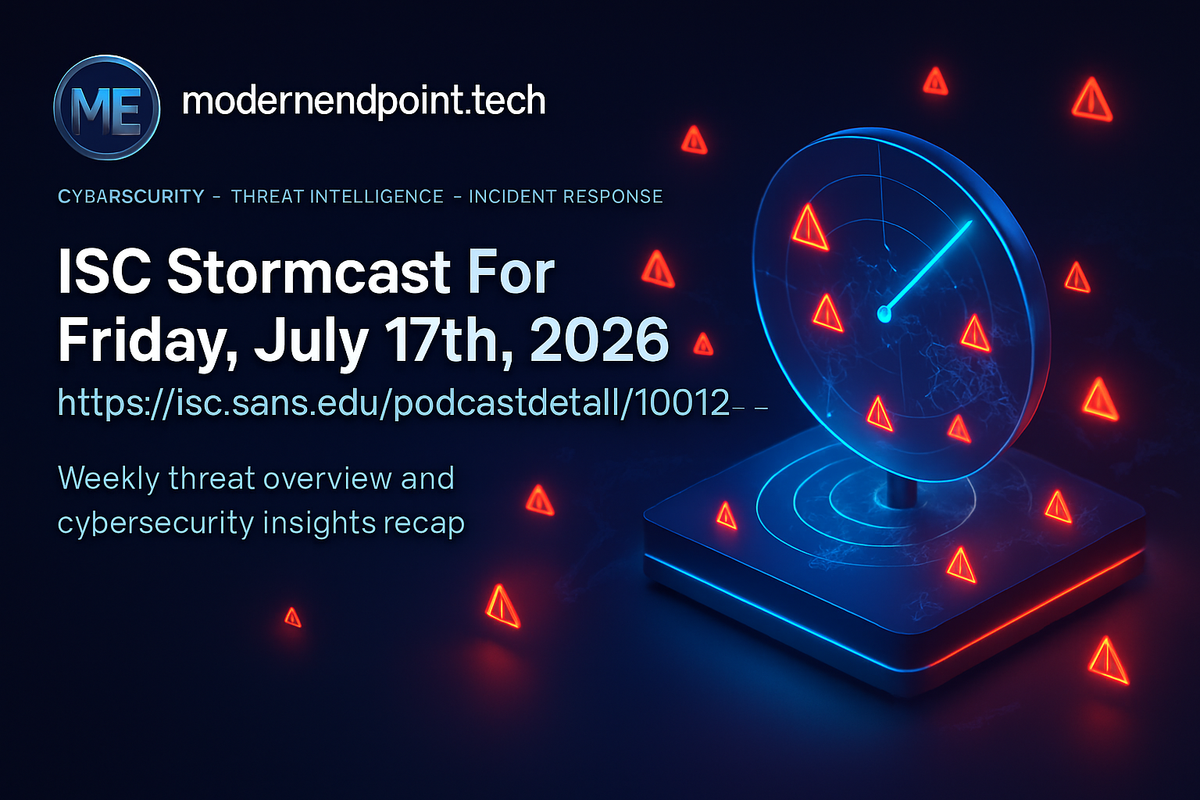 ISC Stormcast For Friday, July 17th, 2026 https://isc.sans.edu/podcastdetail/10012…