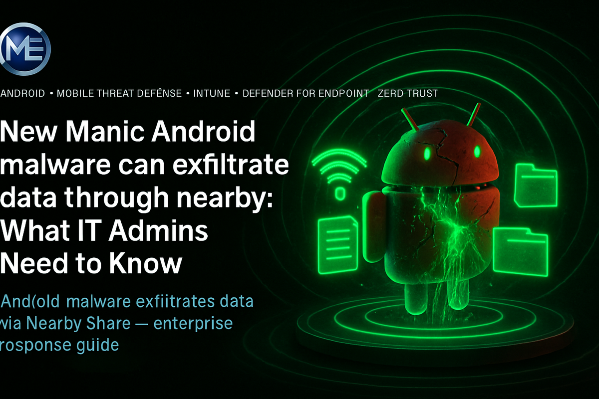 New Manic Android malware can exfiltrate data through nearby: What IT Admins Need to Know