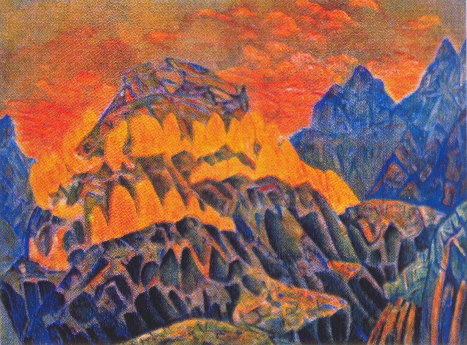 “Fire paternoster,” 1907 by Nicholas Roerich. Image from WikiArt. Public domain.