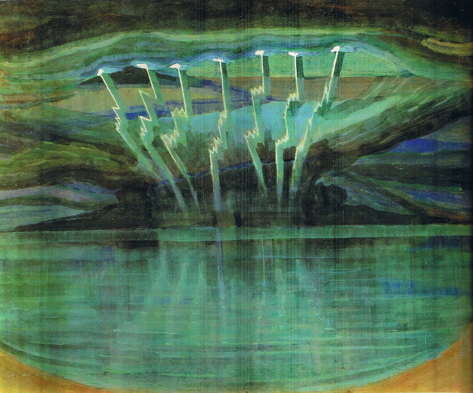 Mikalojus Konstantinas Ciurlionis’ “Lightning,” 1909. WikiArt. Public Domain.