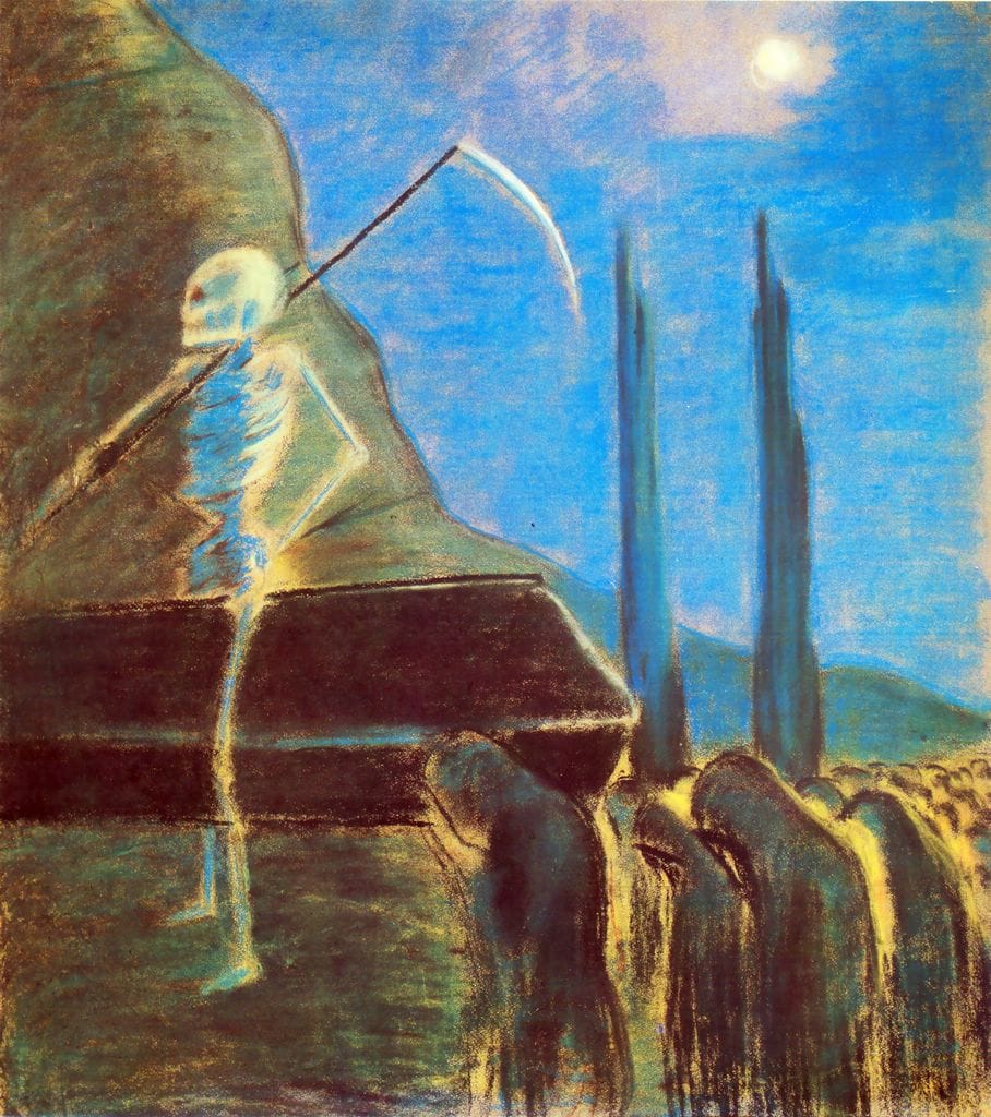"Funeral Symphony (V)," 1903 by Mikalojus Konstantinas Ciurlionis. Image from WikiArt. Public domain.