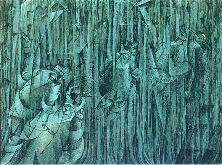 Umberto Boccioni’s “States of Mind: Those Who Stay,” 1911. WikiArt. Public Domain.