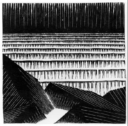 M. C. Escher’s “Blocks of Basalt along the Sea,” 1919. WikiArt. Public Domain.
