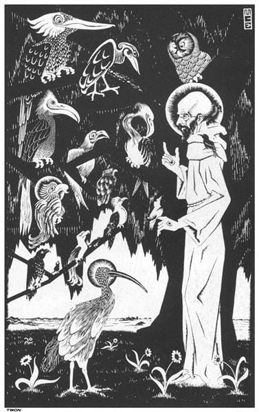 M. C. Escher’s “St. Francis preaching to the Birds,” 1922. Wikipedia.