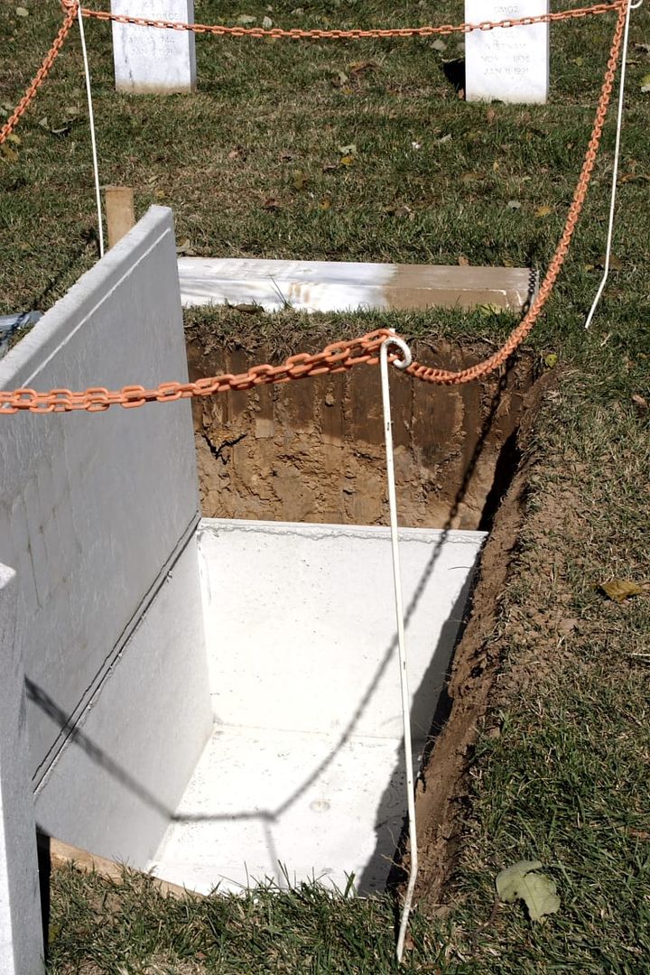 A fresh grave awaiting a coffin.