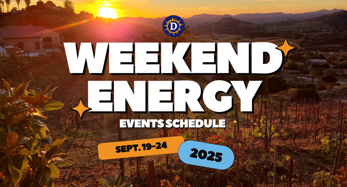 Picture of a farm at sunset with the words Weekend Energy Events Schedule Sept. 19-24 2025