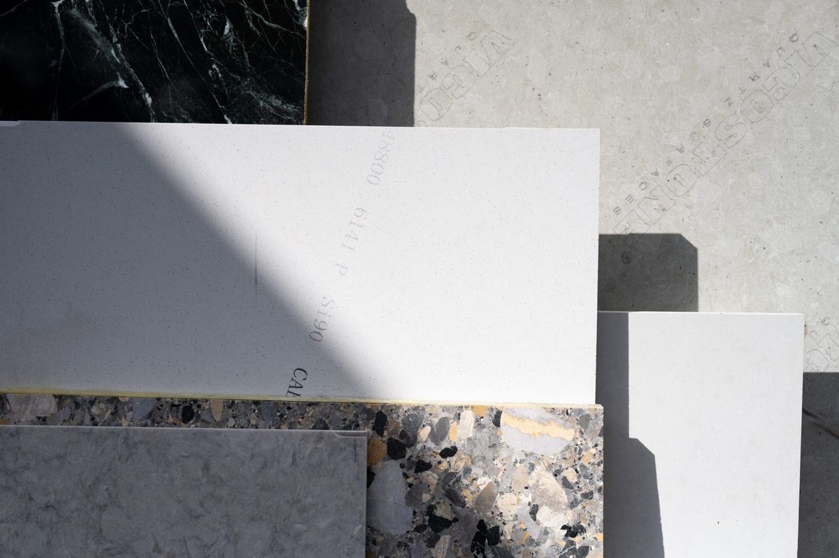 Slabs of different types stone