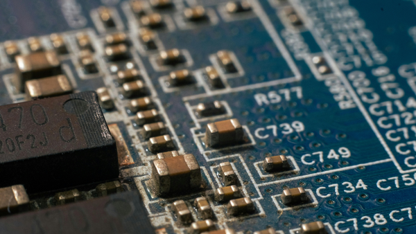 A close up of a motherboard