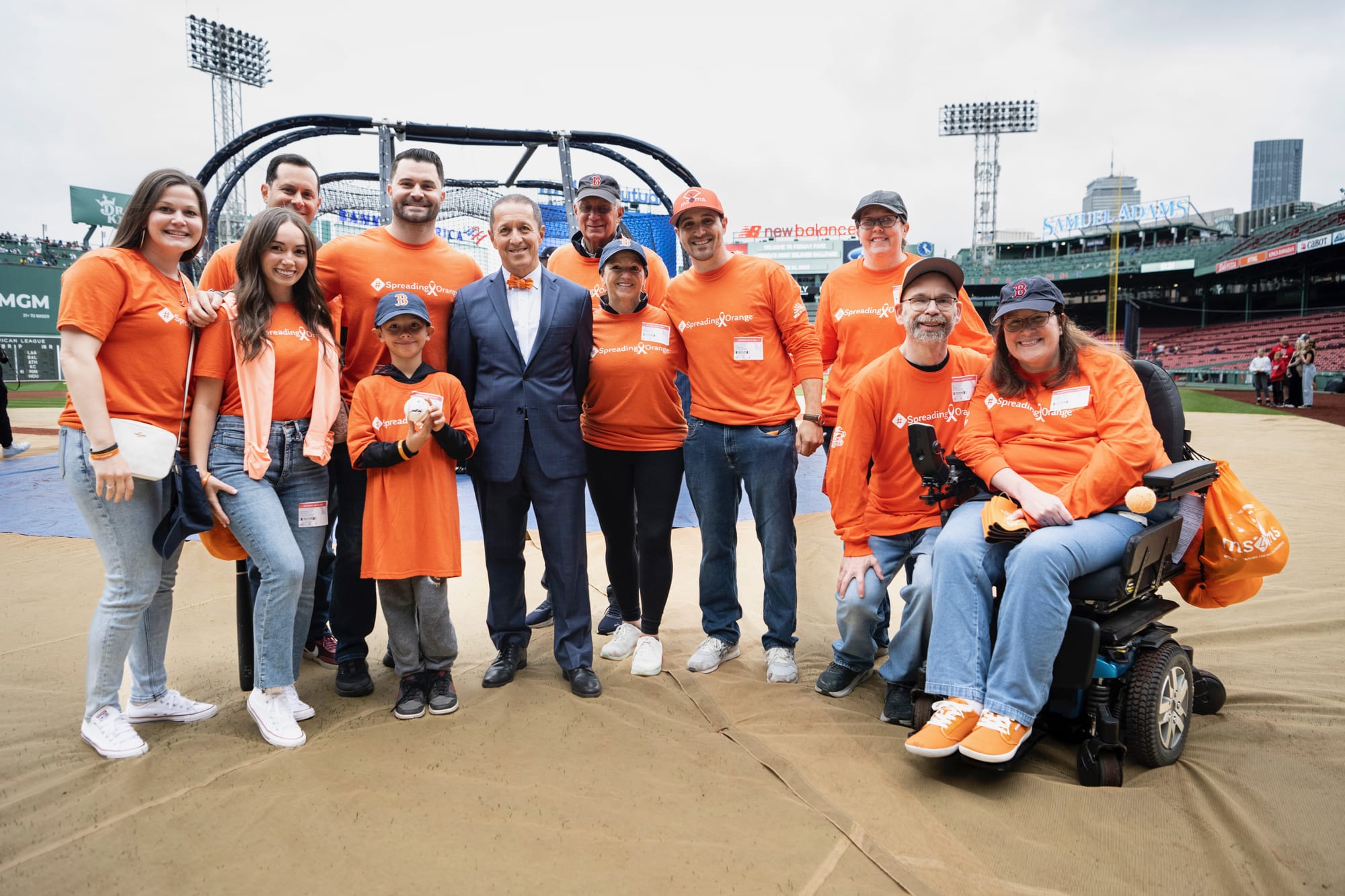 The MS4MS charitable team is with Fox baseball commentator Ken Rosenthal before last year’s MS4MS fundraising game at Fenway Park. The charity, which raises money for Multiple Sclerosis, will be at Fenway again on June 13 for the fourth year in a row. COURTESY PHOTO
