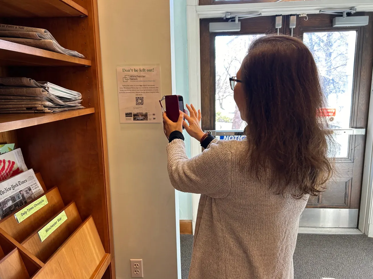 Winchester News available at library with QR code
