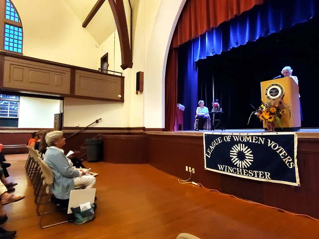 Winchester League of Women Voters presents Joyce Westner with 2025 Civic Leadership Award