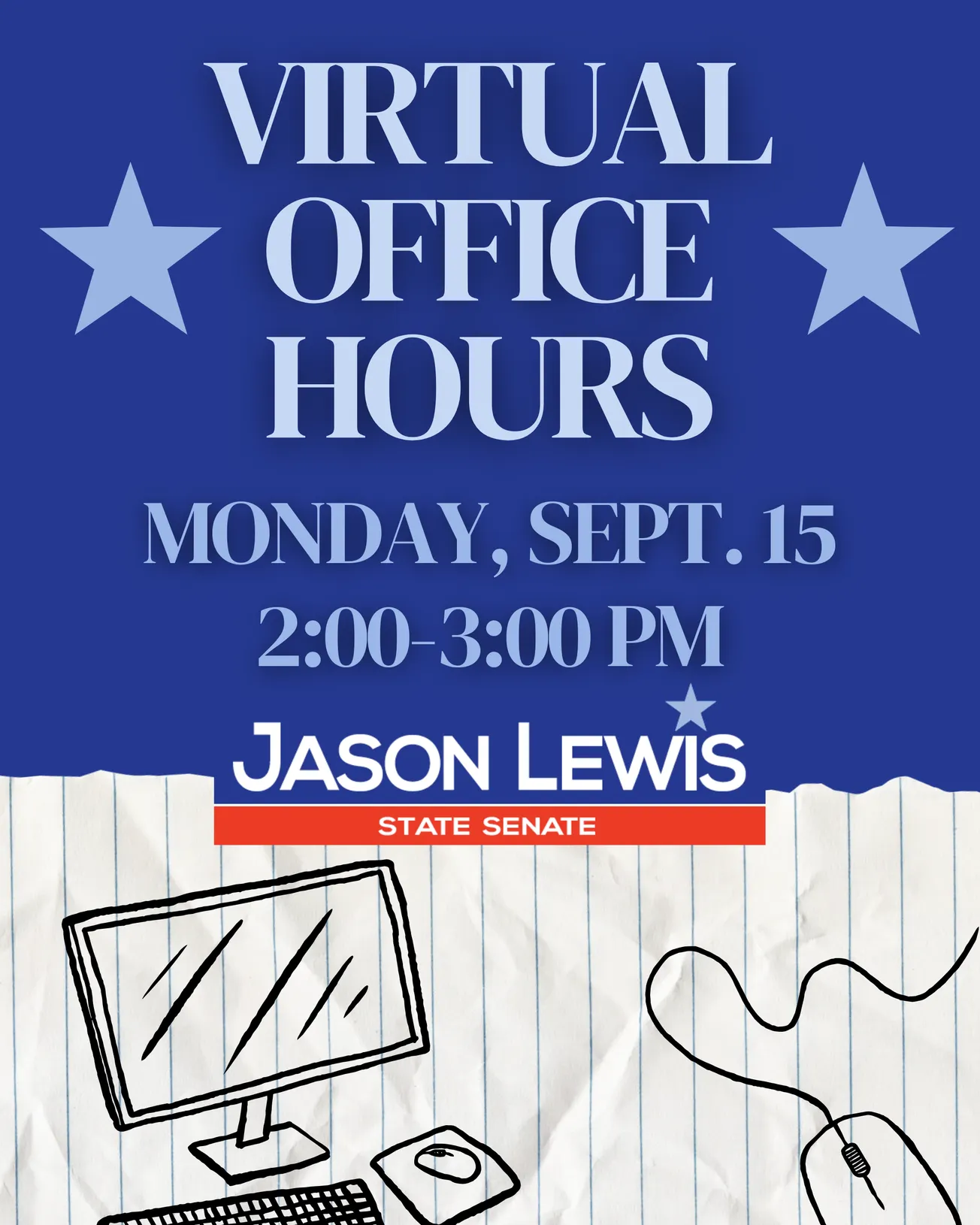 Senator Jason Lewis Announces Virtual Office Hours for September