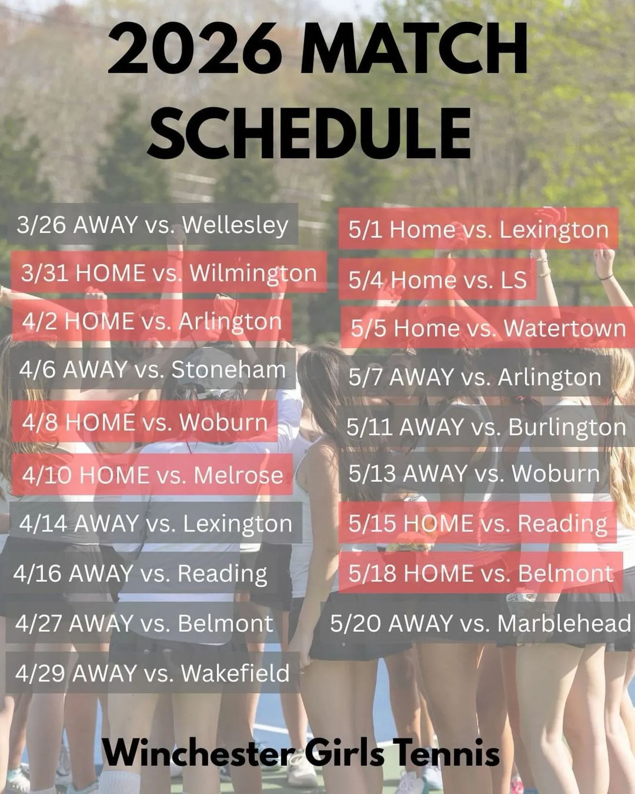 Winchester High girls tennis serves up perfection after eight matches