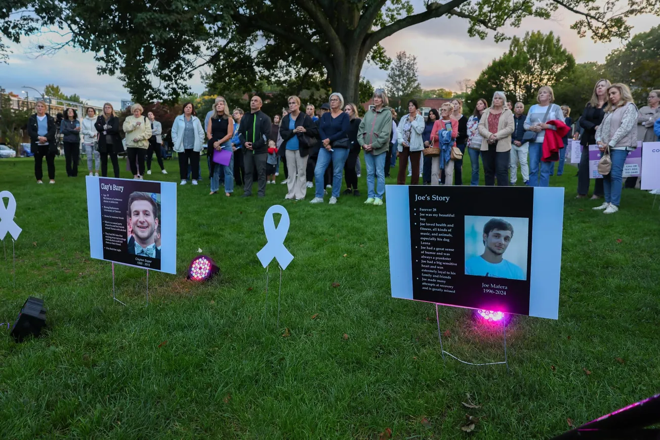 Mothers, a counselor and recovery coaches speak for four dead sons at Winchester vigil