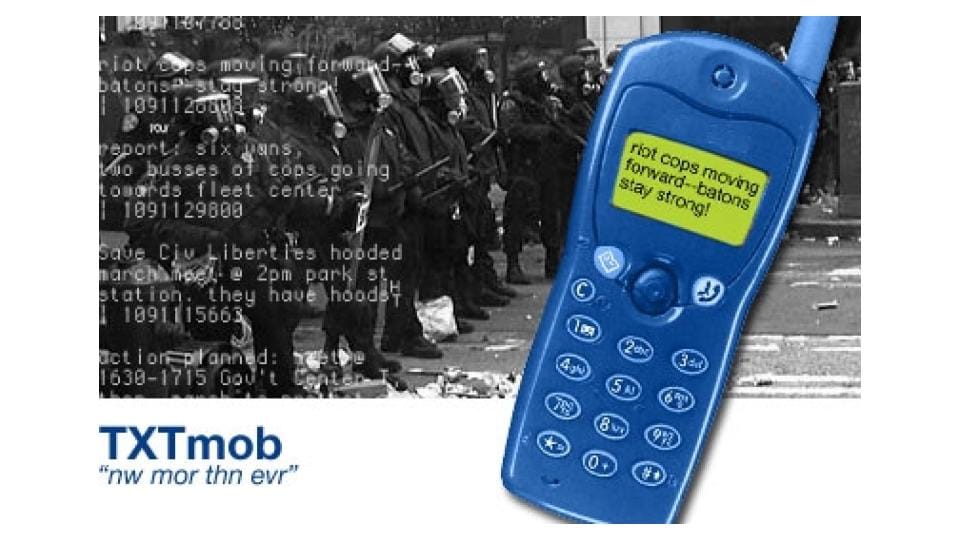 A vintage graphic about TXTmob