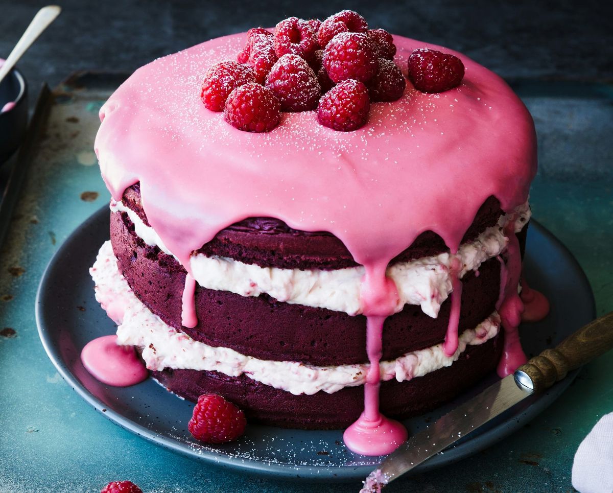 A three-layer cake