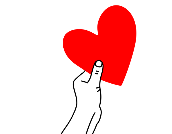 A hand holding a heart