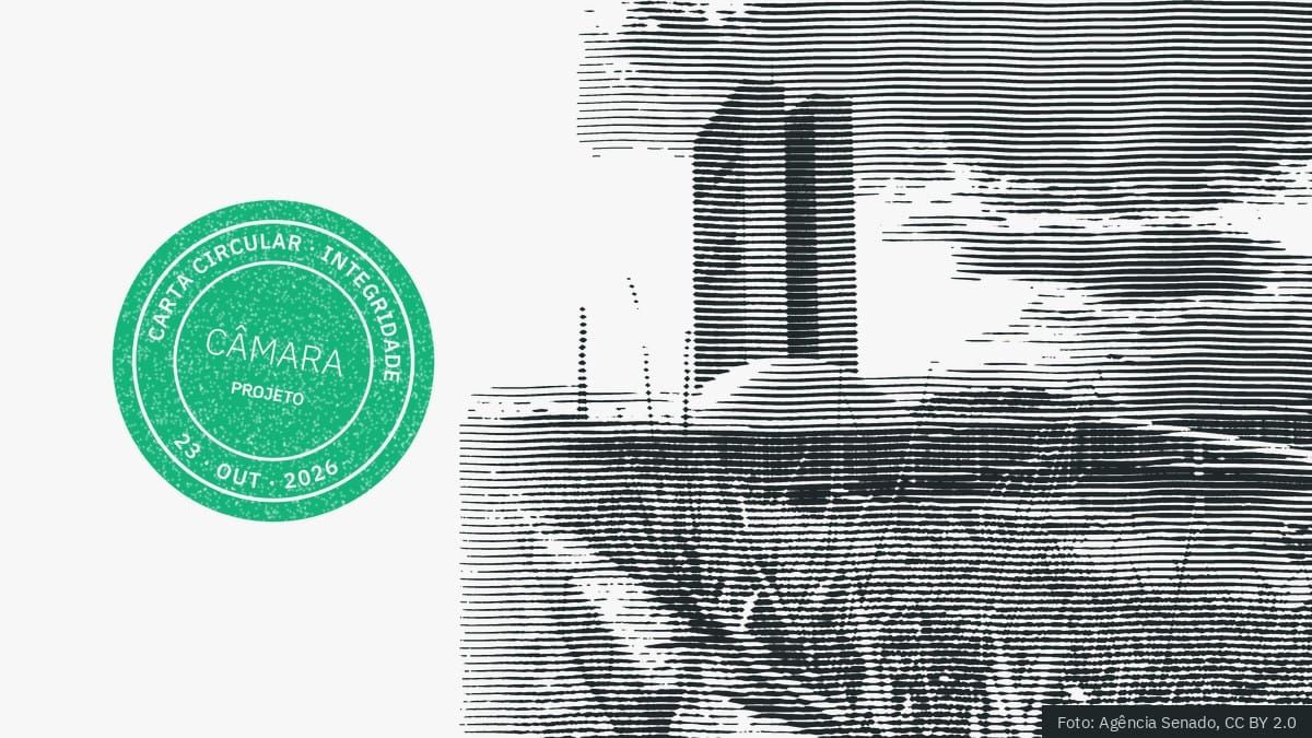 Gravura do Congresso Nacional, ao lado do carimbo do Carta Circular com a palavra Câmara