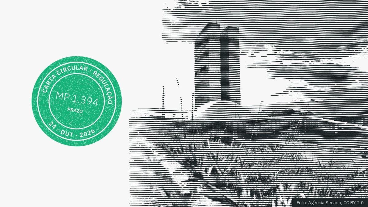 Gravura das torres e da cúpula do Congresso Nacional, com o carimbo do Carta Circular com a inscrição MP 1.394