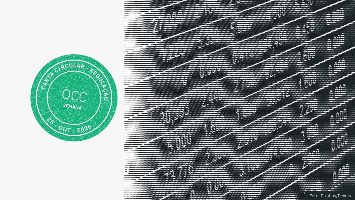Gravura de um painel eletrônico de cotações, com o carimbo do Carta Circular na editoria Regulação, sigla OCC, tipo Semana, 25 de outubro de 2026.