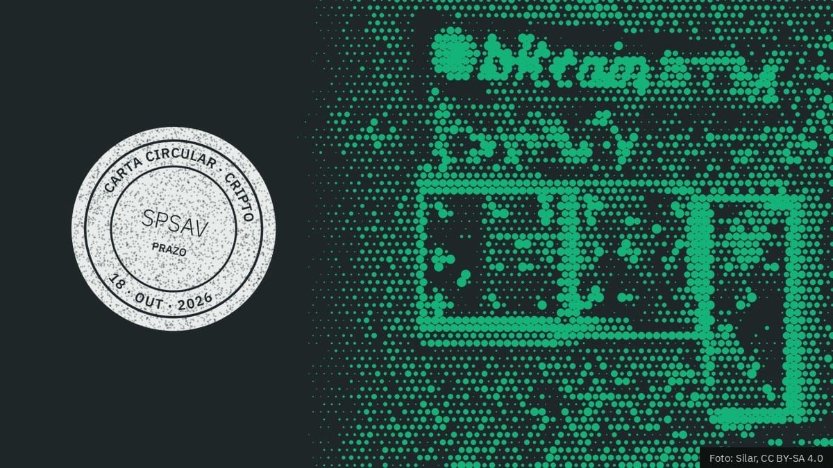 Caixa eletrônico de bitcoin em retícula, com o carimbo SPSAV · Prazo