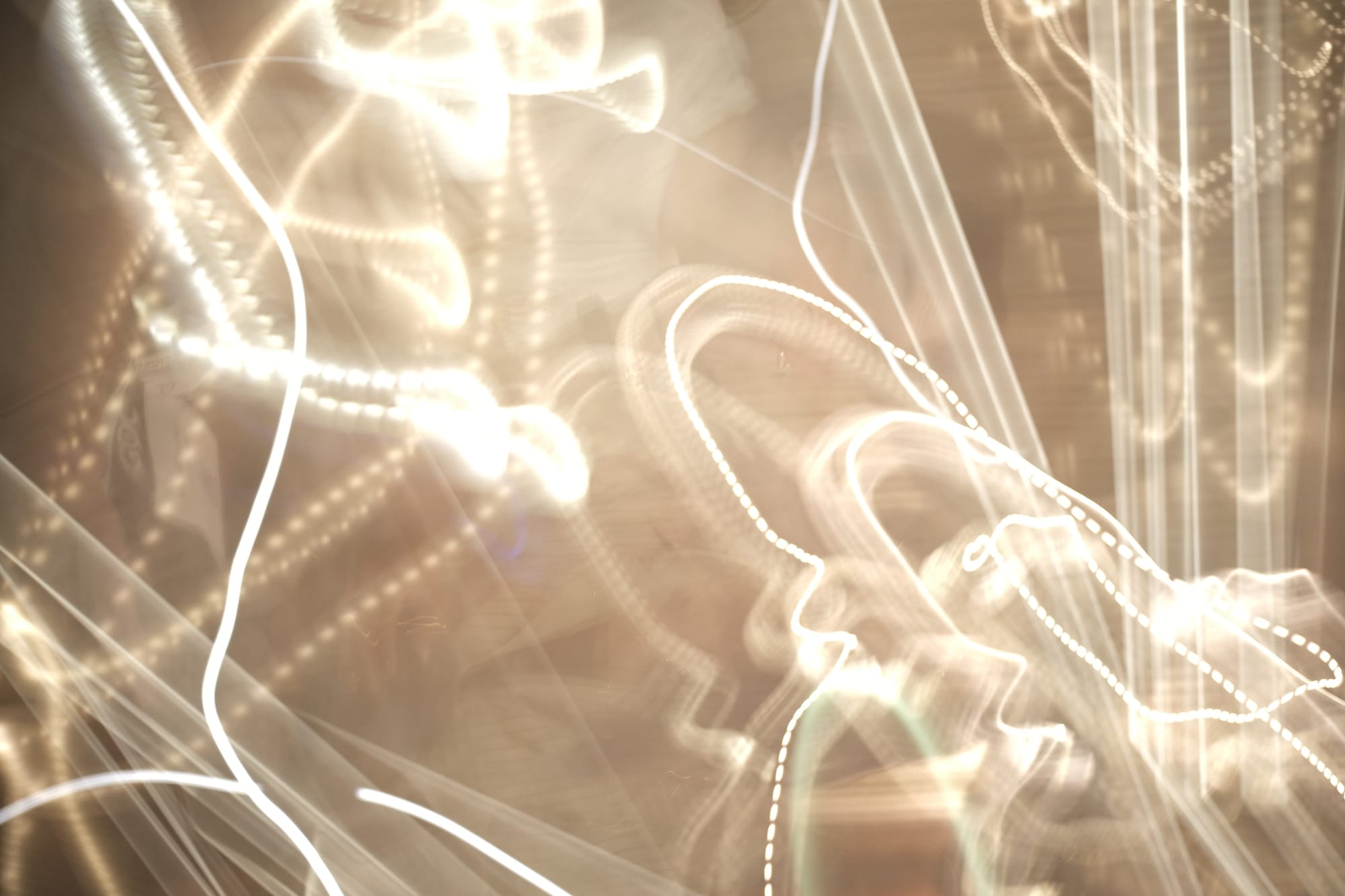 a photo with too long of an exposure so there's light trails everywhere.