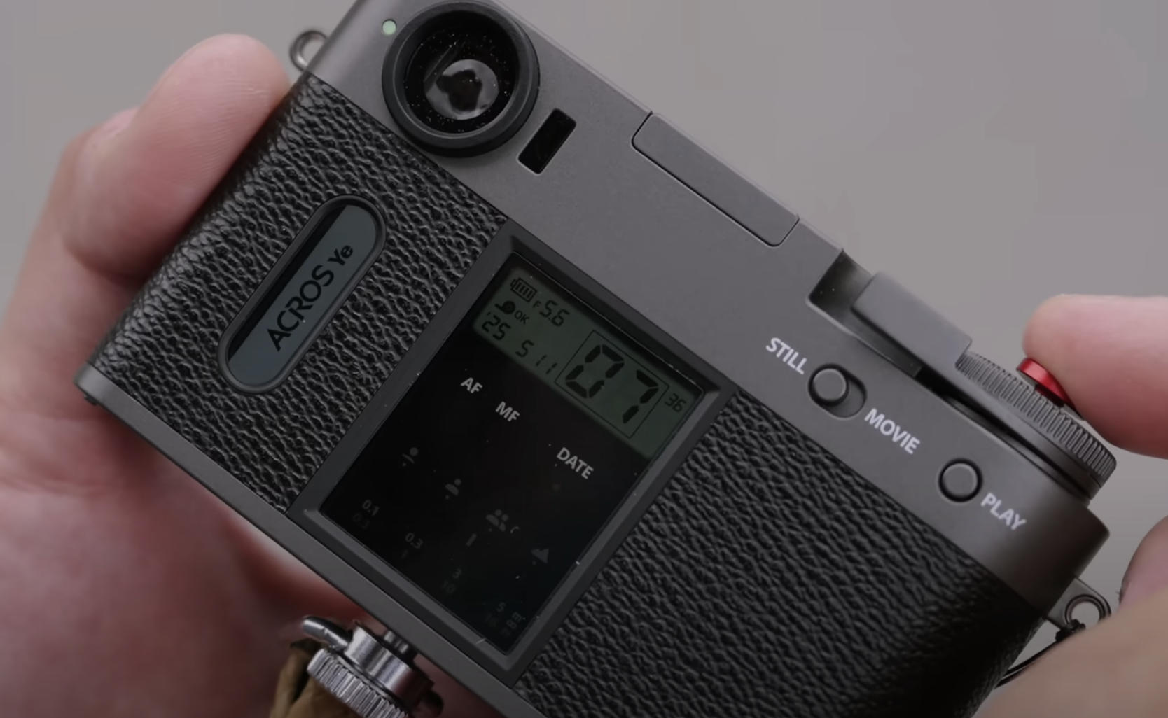 screenshot from the petapixel video linked above of the back of the x half while it's in film mode 