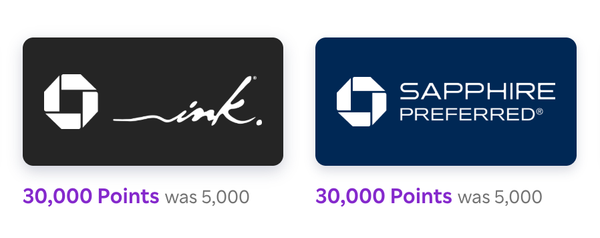 Chase Sapphire Preferred 30k+100k or Ink 30k+75k via Rakuten - EXPIRED