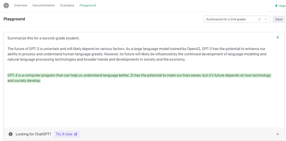 What is GPT3: summaries use case 