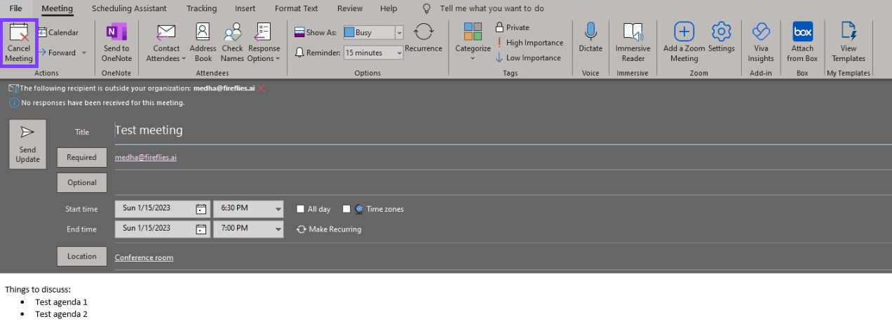cancel a meeting in Outlook